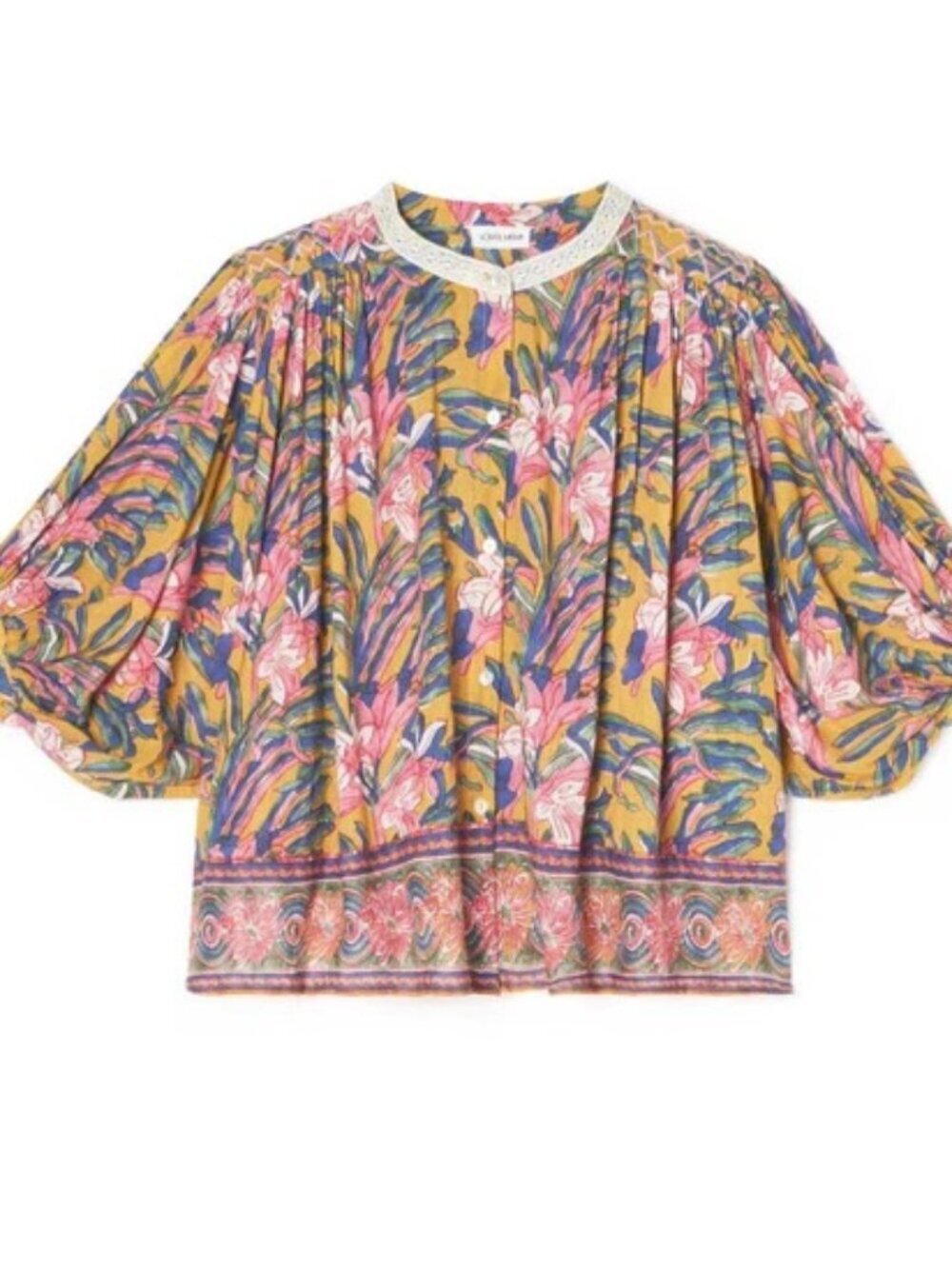Louise Misha Honey Flower Julie Womens Blouse Boho Chic Cotton Marigold EU 36